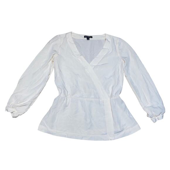 J. Crew Mercantile Long Sleeve 'Vintage Wrap Top' in 'Champagne'/Cream Size 00 - Picture 11 of 12